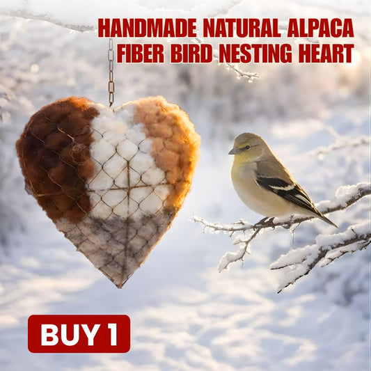 🏡Handmade Natural Alpaca Fiber Bird Nesting Heart❤️A Cozy Gift for Birds